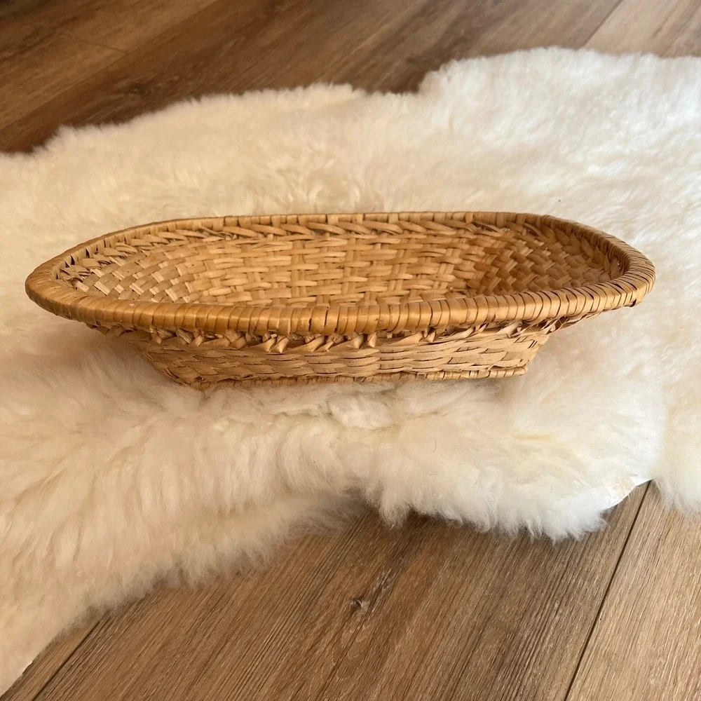 Vintage Woven Basket Lot Set of 3 - Wicker Rattan Boho Decorative Trays